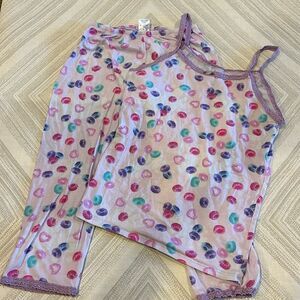 Esme Girls Lavender with Lace Trim Fruit Loop Tank & Pants Pajama Set - Size 12